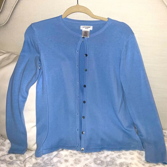 Liz baker petite SMALL CHICO lightweight light blue button up cardigan sweater - Picture 1 of 6